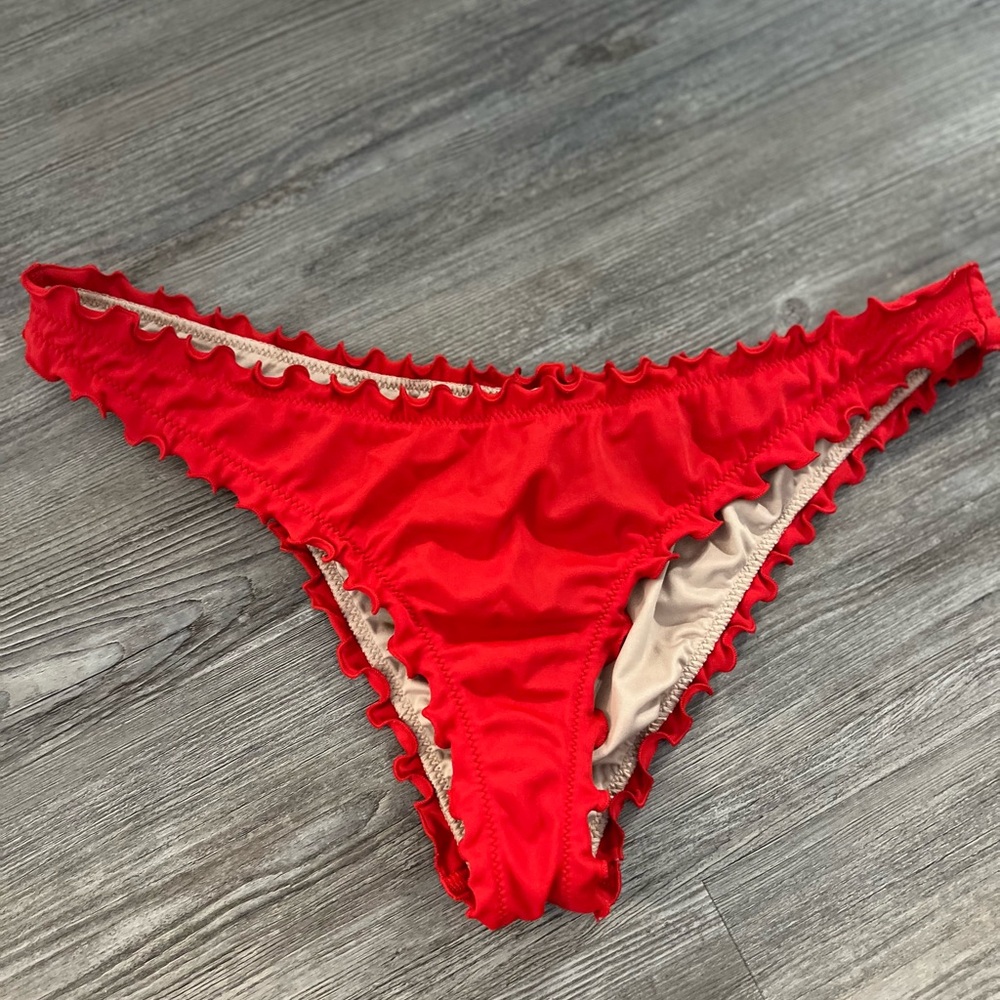 Shade & Shore Red Ruffle Bikini Bottom